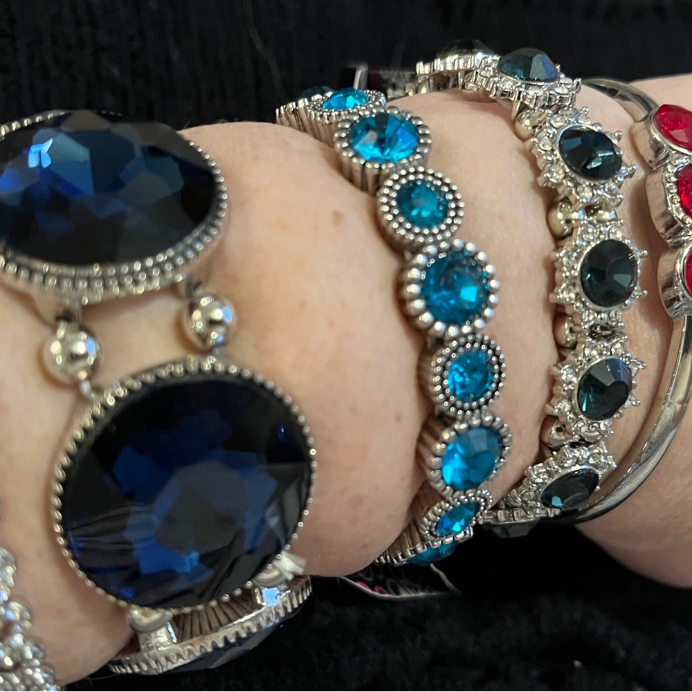 Elegant Blue and Silver Gemstone Bracelets